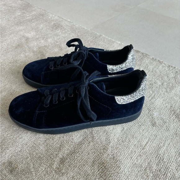 Navy blue suede Maje sneakers - Picture 4 of 5